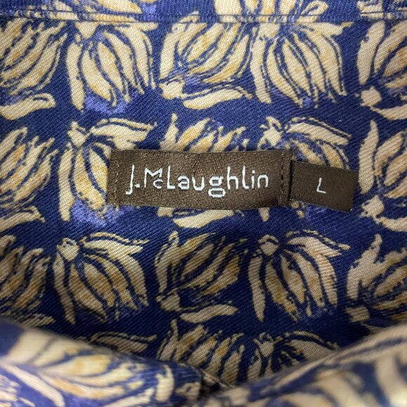 J. McLaughlin Button Down Shirt Mens Large All Over Print Floral banana Tropical - Picture 6 of 14